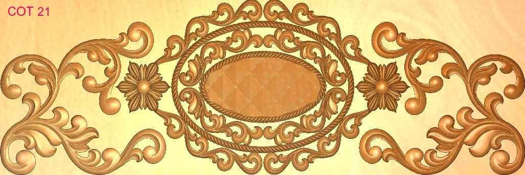 COT DESIGNS - COT-21 Decorative Oval Frame Floral Relief Carving 3D Model